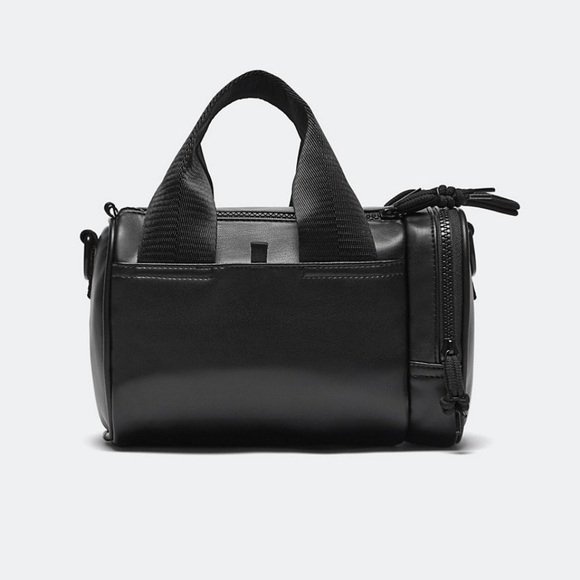 NWT Fabletics Black Vegan Leather Mini Duffle Bag Crossbody - Picture 4 of 5